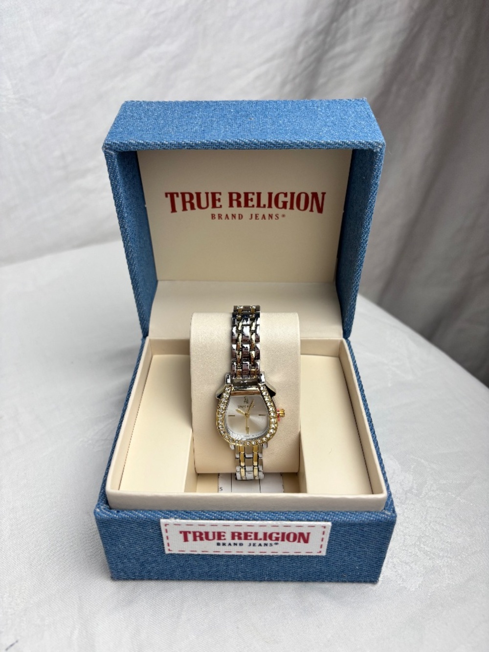 NIB True Religion Two-Tone Horseshoe Case Bracelet Watch